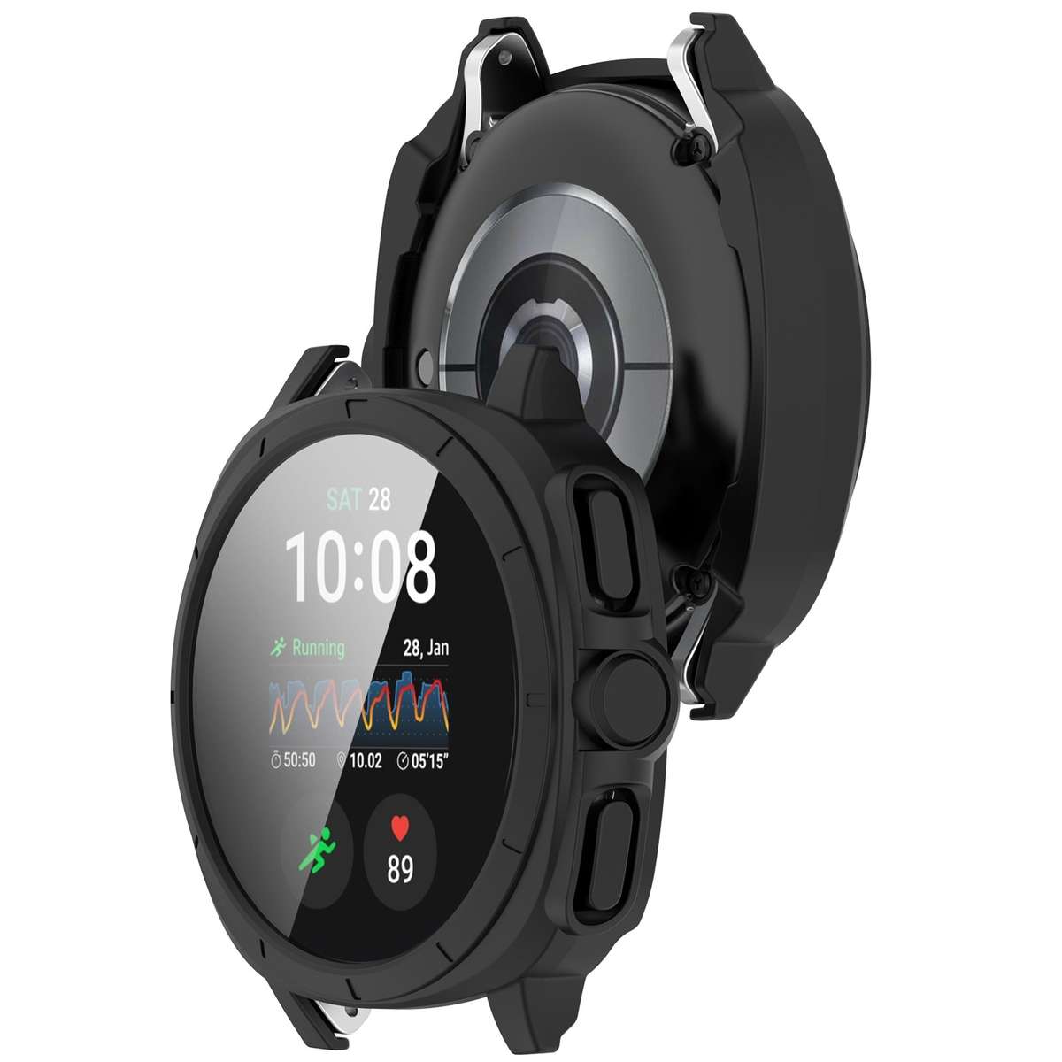 For Sansung Galaxy Watch 7 44mm PC + Tempered Film Integrated Watch Protective Case(Black)