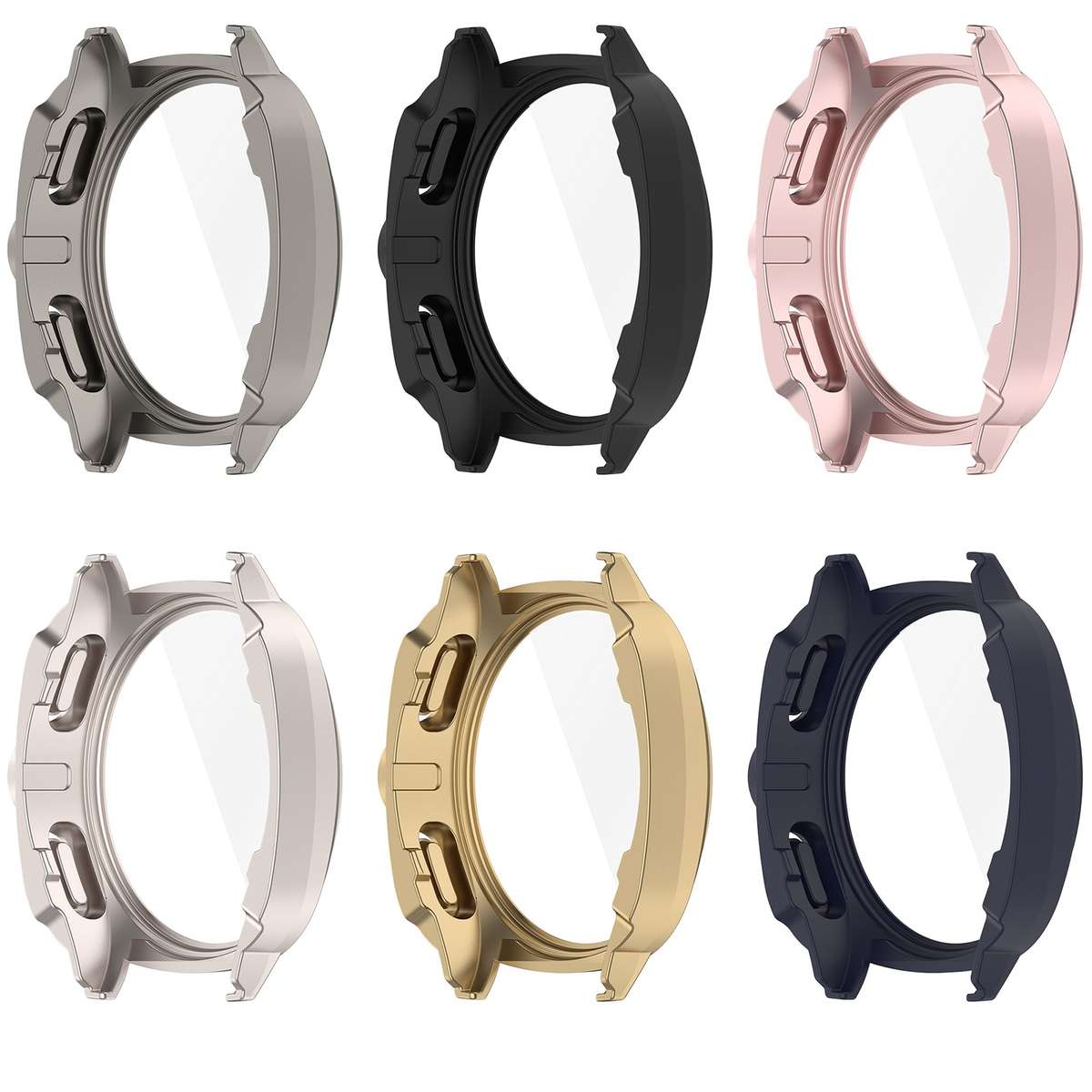For Sansung Galaxy Watch 7 44mm PC + Tempered Film Integrated Watch Protective Case(Black)