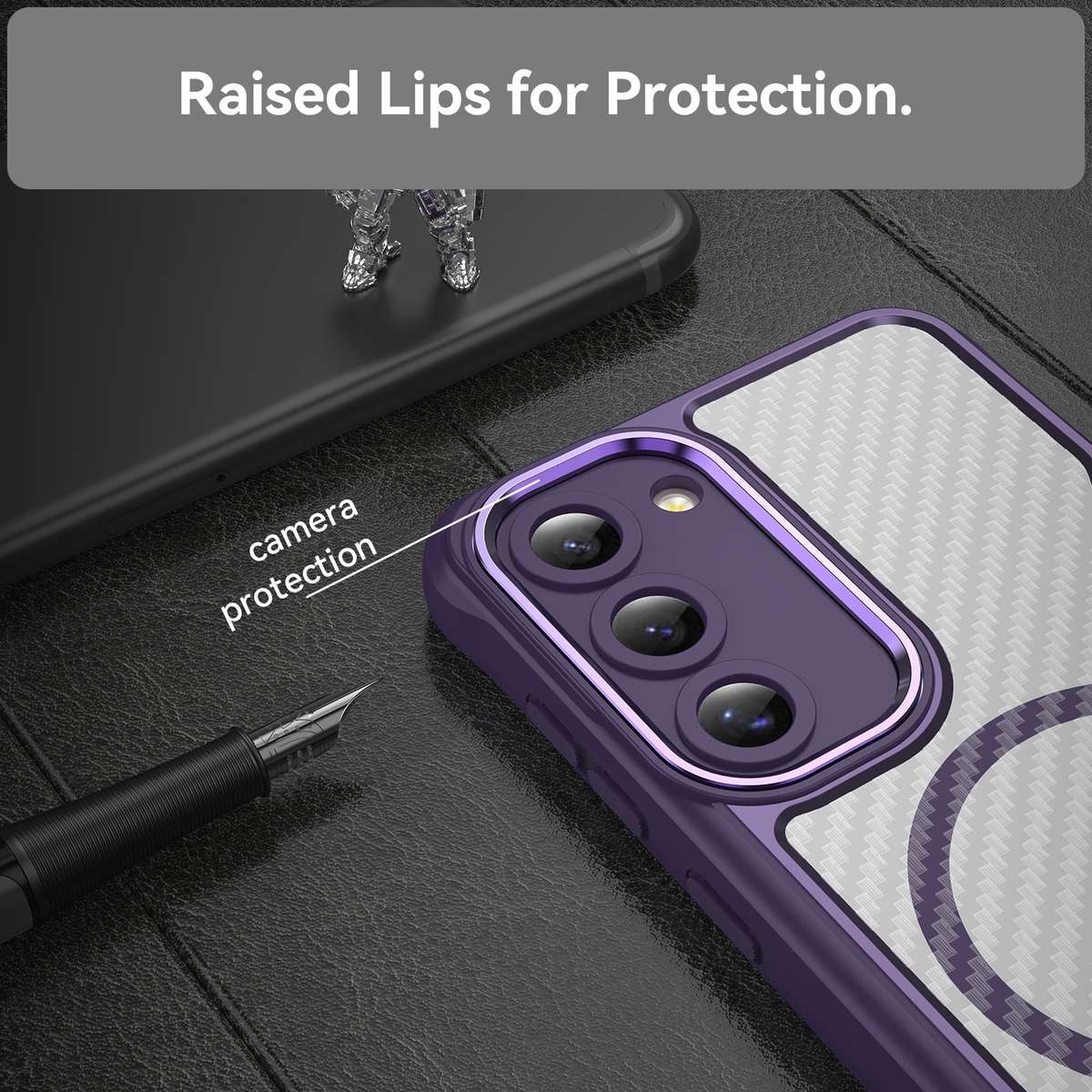 For Samsung Galaxy S23 5G Carbon Fiber Texture MagSafe Translucent Phone Case(Purple)
