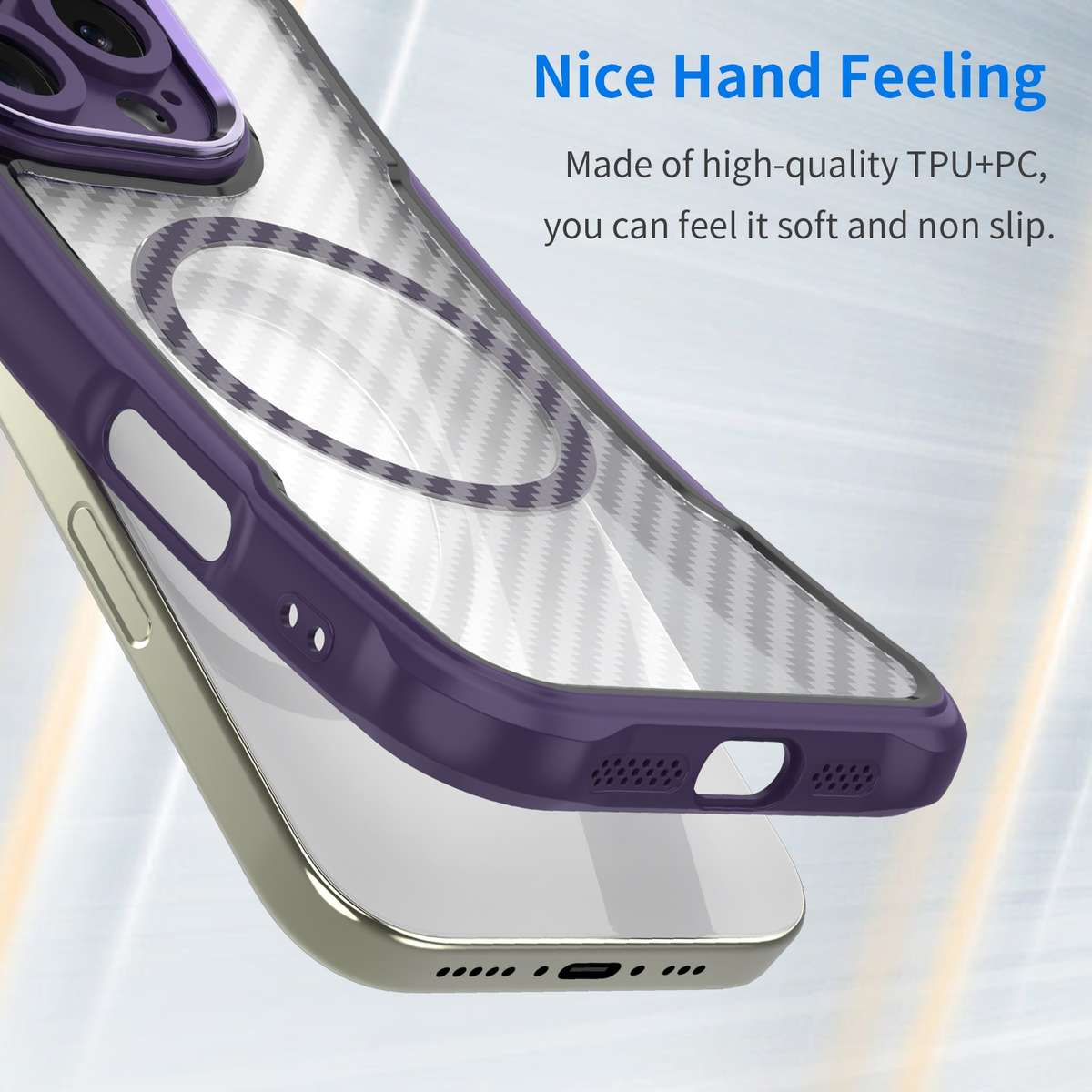 For Samsung Galaxy S24 FE 5G Carbon Fiber Texture MagSafe Translucent Phone Case(Purple)