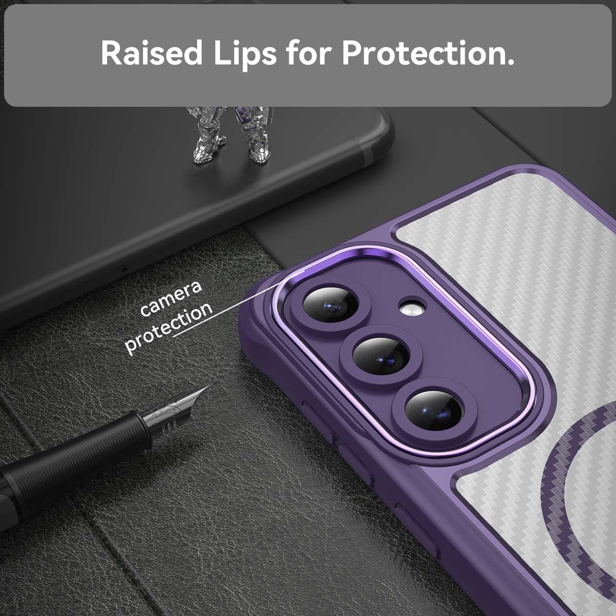 For Samsung Galaxy S24 FE 5G Carbon Fiber Texture MagSafe Translucent Phone Case(Purple)