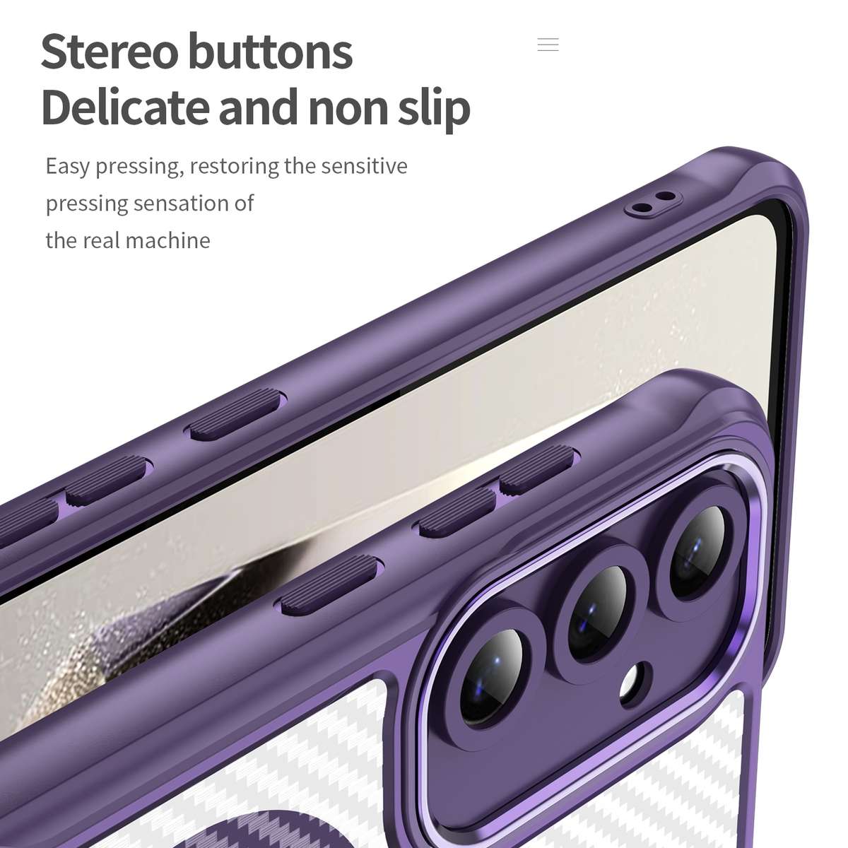 For Samsung Galaxy S24 FE 5G Carbon Fiber Texture MagSafe Translucent Phone Case(Purple)