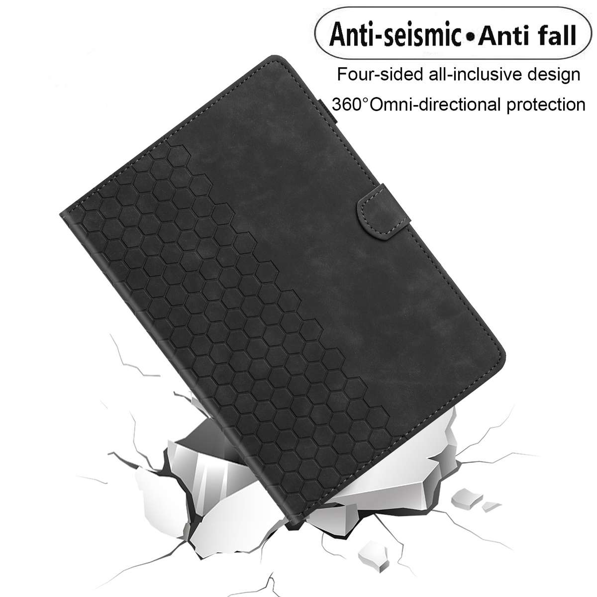For Samsung Galaxy Tab A11+ / A9+ Honeycomb Embossed Leather Smart Tablet Case(Black)