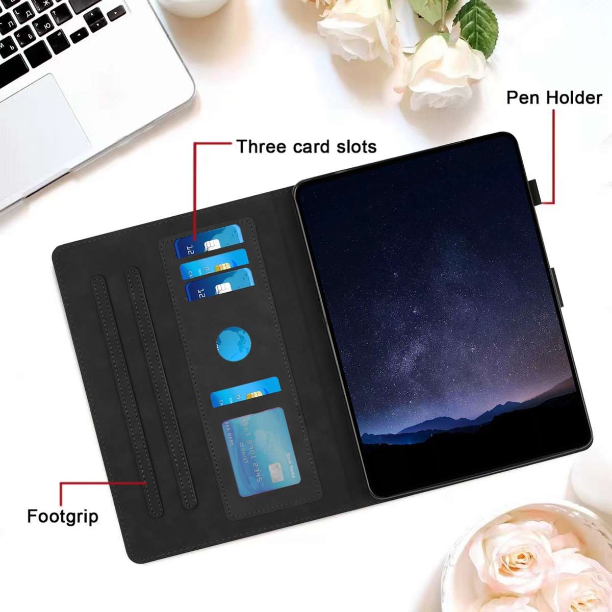For Samsung Galaxy Tab A11+ / A9+ Honeycomb Embossed Leather Smart Tablet Case(Black)