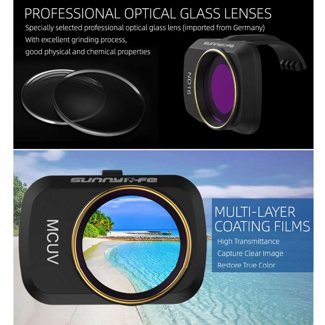 Sunnylife MM-FI9256 For DJI Mavic Mini / Mini 2 4 In 1 Drone ND4+ND8+ND16+ND32 Lens Filter