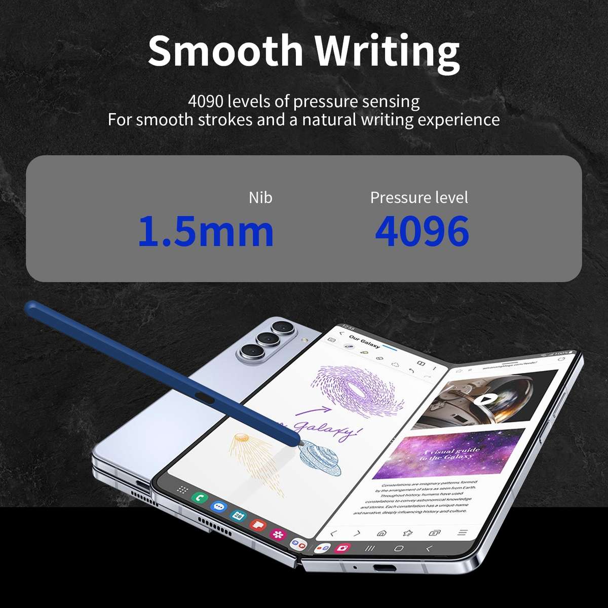 For Samsung Galaxy Z Fold6 / 5 / 4 / 3 Electromagnetic Stylus Pen with Pen Slot(Blue)