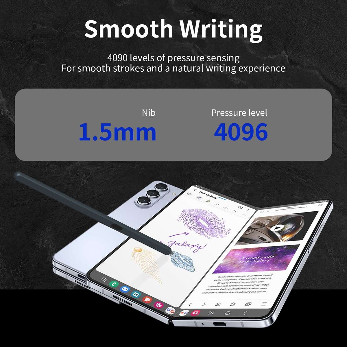 For Samsung Galaxy Z Fold6 / 5 / 4 / 3 Electromagnetic Stylus Pen with Pen Slot(Dark Grey)