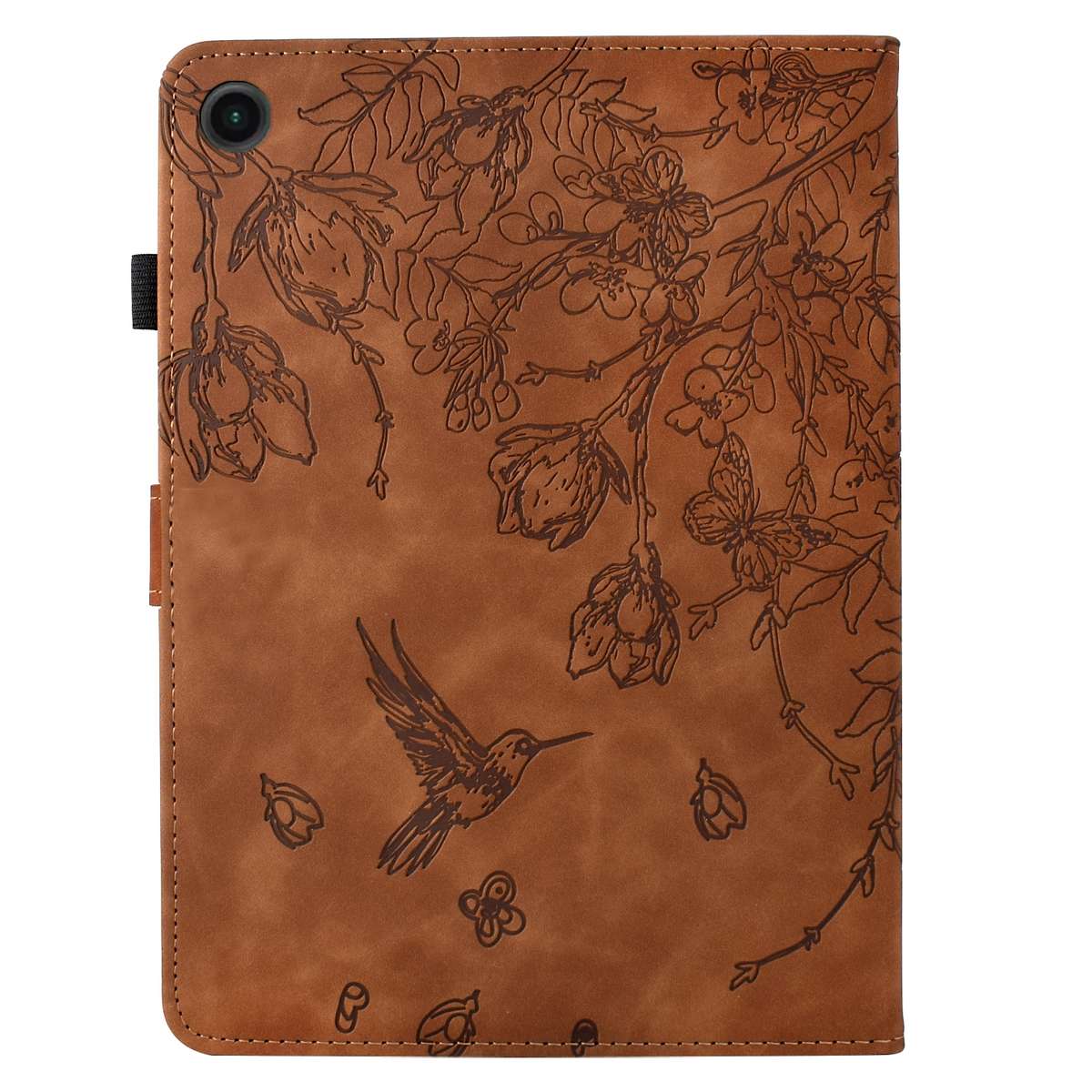 For Samsung Galaxy Tab A11+ / A9+ Flowers and Bird Embossed Smart Leather Tablet Case(Brown)