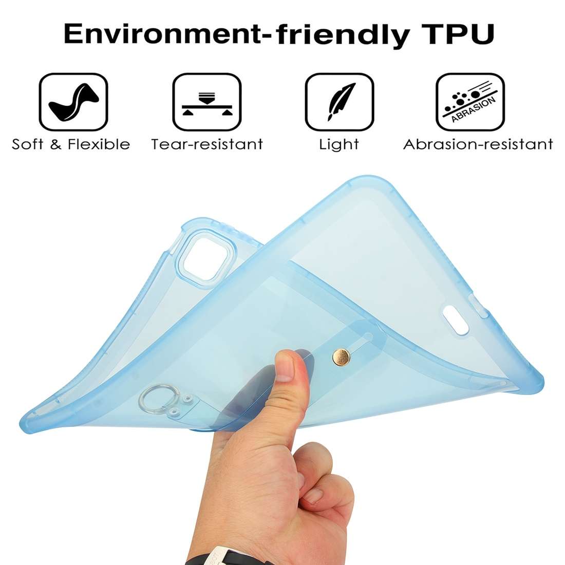 For iPad Air 3 10.5 2019 Wristband Holder PC Hybrid TPU Soft Tablet Case(Blue)