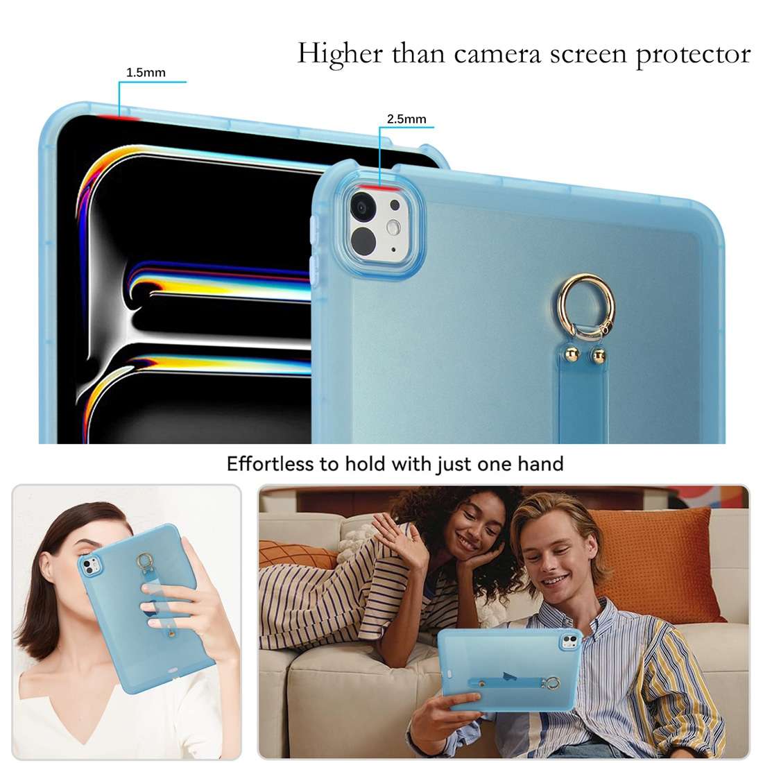 For iPad Air 3 10.5 2019 Wristband Holder PC Hybrid TPU Soft Tablet Case(Blue)