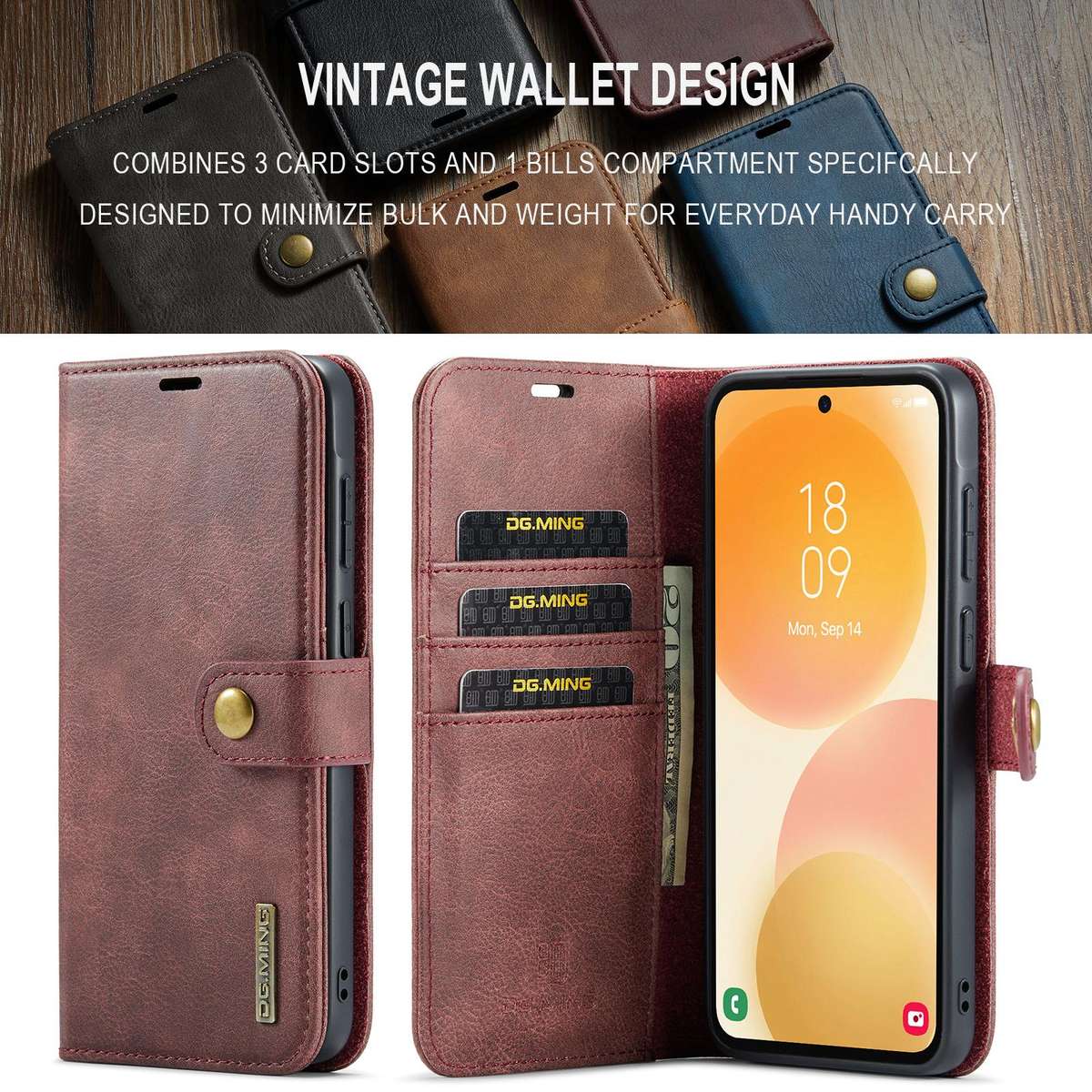 For Samsung Galaxy A57 5G DG.MING Crazy Horse Texture Detachable Magnetic Leather Case(Red)