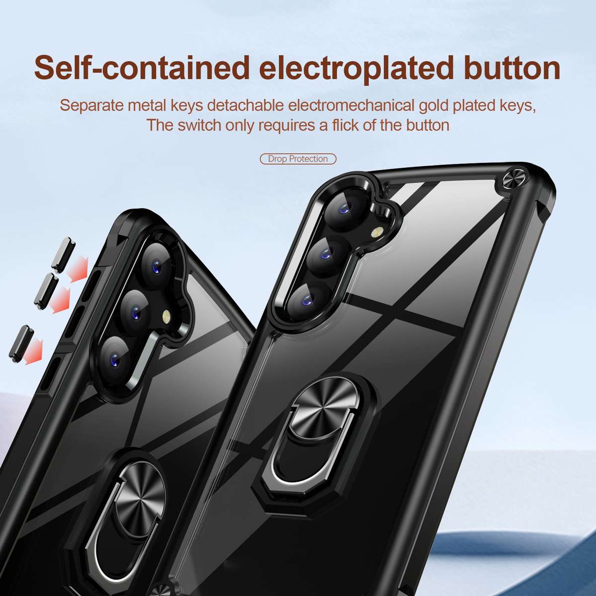 For Samsung Galaxy S24 FE 5G TPU + PC Lens Protection Phone Case with Ring Holder(Black)