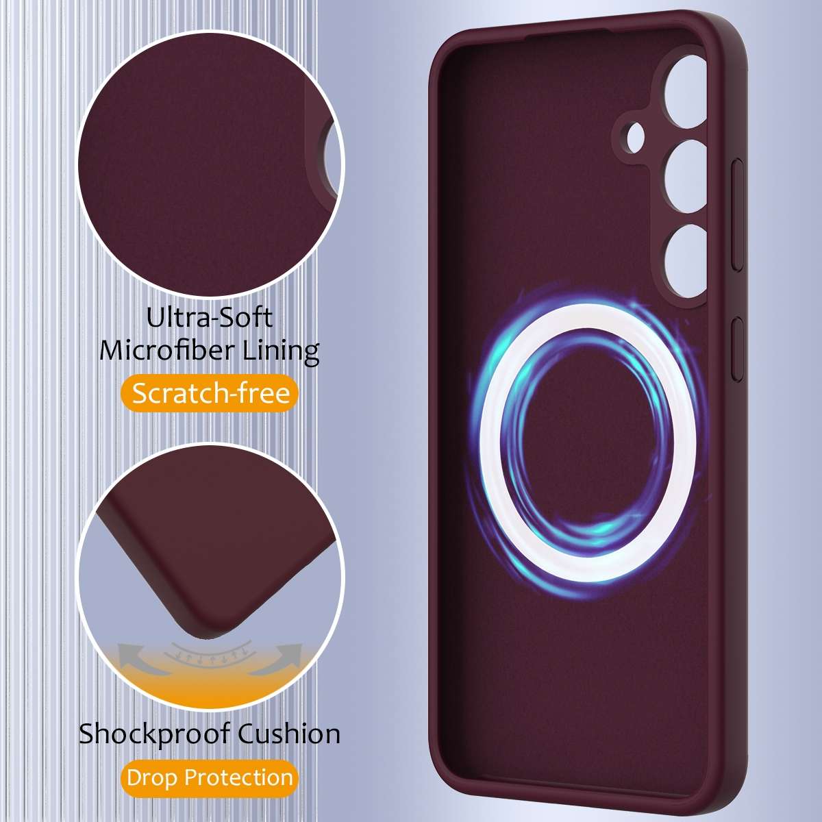 For Samsung Galaxy S24 5G Shockproof Silicone Magsafe Phone Case(Plum Color)