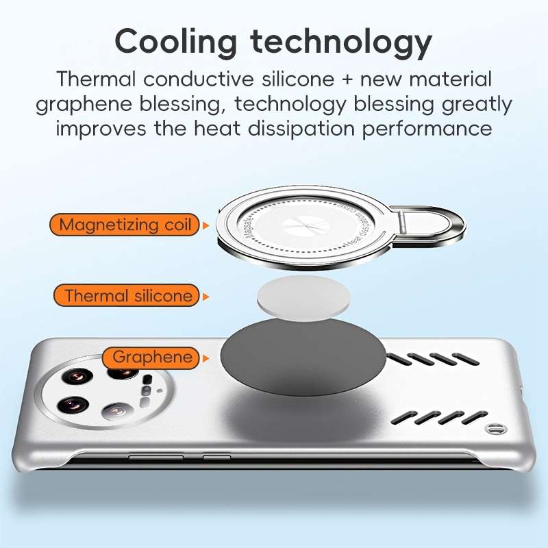 For Xiaomi 14 Ultra Ice Sense Series Graphene Cooling MagSafe Holder Phone Case(Silver)