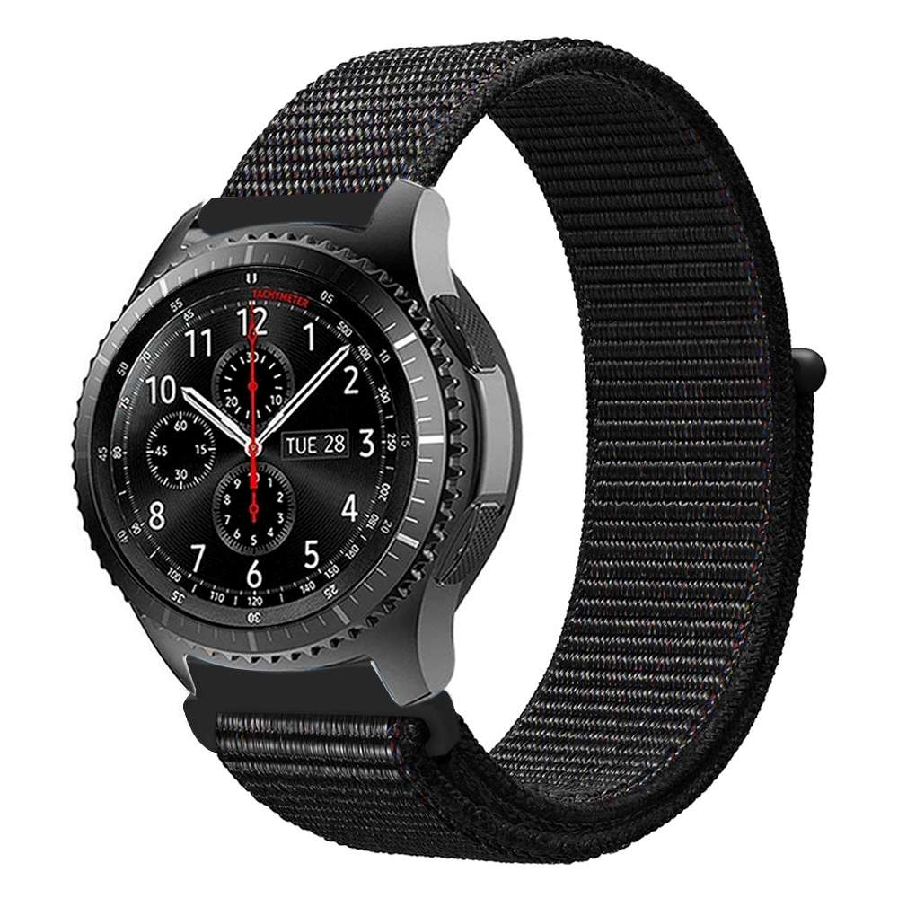 For Samsung Galaxy Watch 46mm Nylon Braided Watch Band(Black)