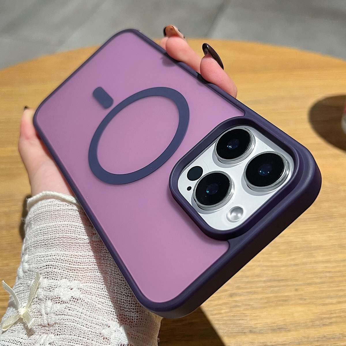 For iPhone 14 Pro Frosted Skin Feel MagSafe Phone Case(Dark Purple)