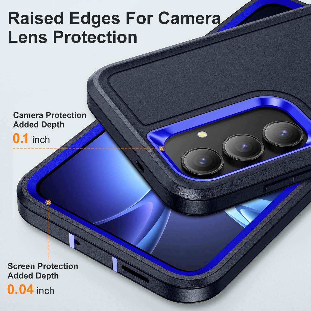 For Samsung Galaxy S25 FE 5G Rugged PC Hybrid Silicone Phone Case with Holder(Dark Blue+Royal Blue