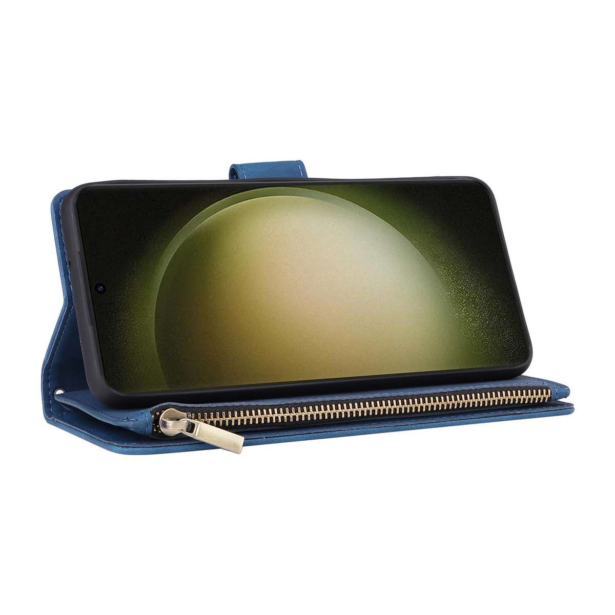 For Samsung Galaxy S23 FE 5G Multifunctional Frosted Zipper Wallet Leather Phone Case(Blue)