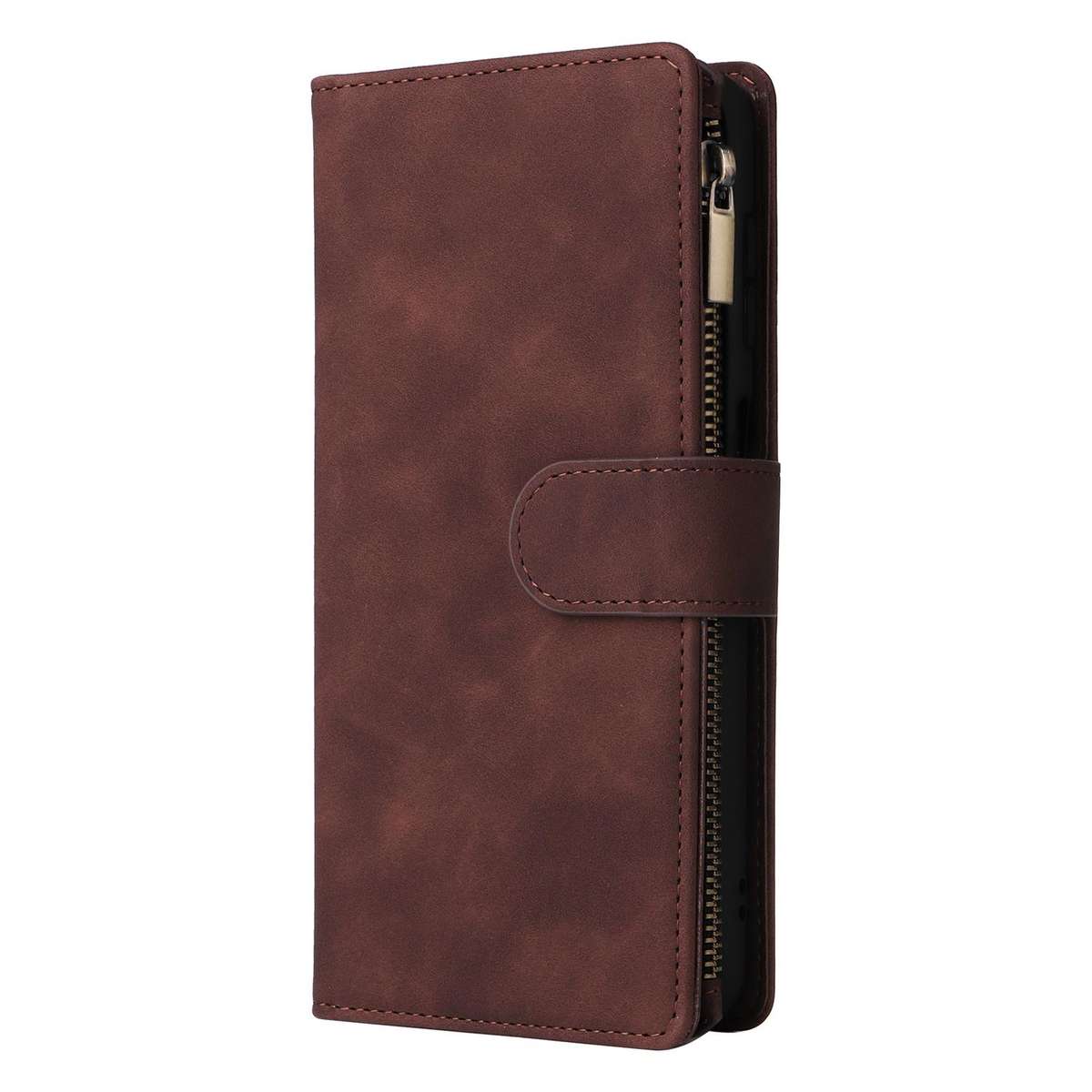 For Samsung Galaxy S23 FE 5G Multifunctional Frosted Zipper Wallet Leather Phone Case(Coffee)