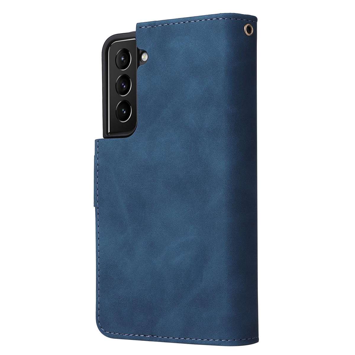 For Samsung Galaxy S22+ 5G Multifunctional Frosted Zipper Wallet Leather Phone Case(Blue)