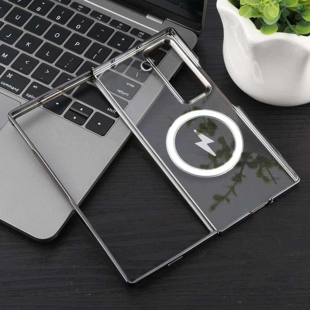 For Samsung Galaxy Z Fold Special / W25 6D Glossy Electroplated PC MagSafe Phone Case(Meteorite Bl