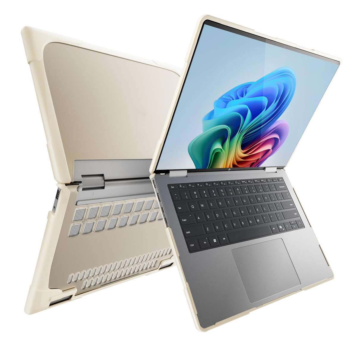 For HP ENVY X360-14 2024 TPU + PC Two-color Anti-fall Laptop Protective Case(Khaki)