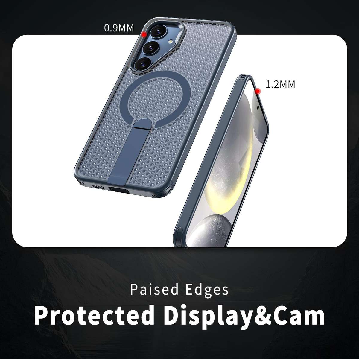 For Samsung Galaxy S24 Ultra 5G Honeycomb Cooling MagSafe Holder Phone Case(Blue)