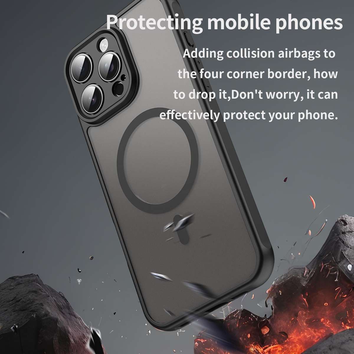 For iPhone 14 Plus Fan Dun Series TPU Hybrid PC Frosted Magsafe Phone Case(Black)