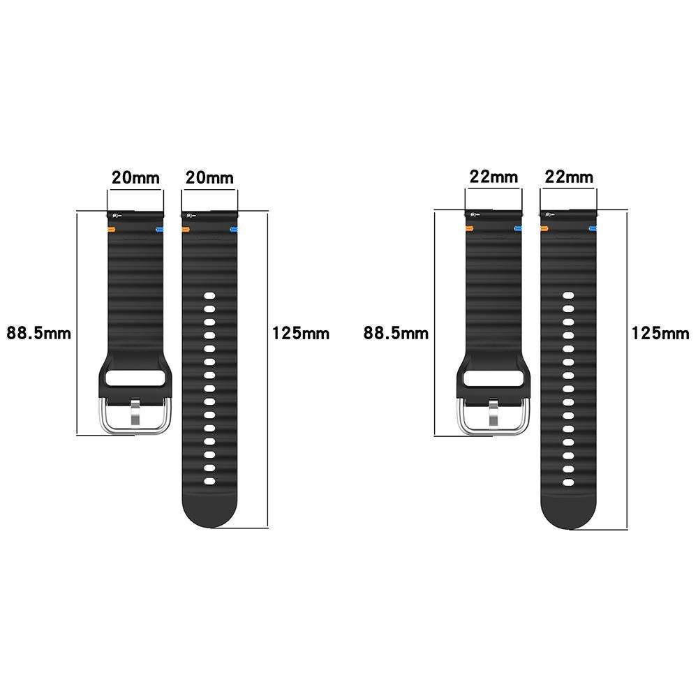 20mm Silver Steel Buckle Wavy Grain Stitched Silicone Watch Band(Pink)