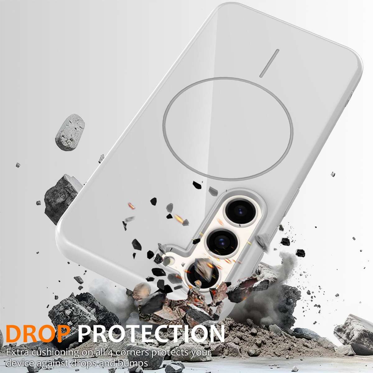 For Samsung Galaxy S23+ 5G Glossy TPU Shockproof MagSafe Phone Case with Lanyard(White)