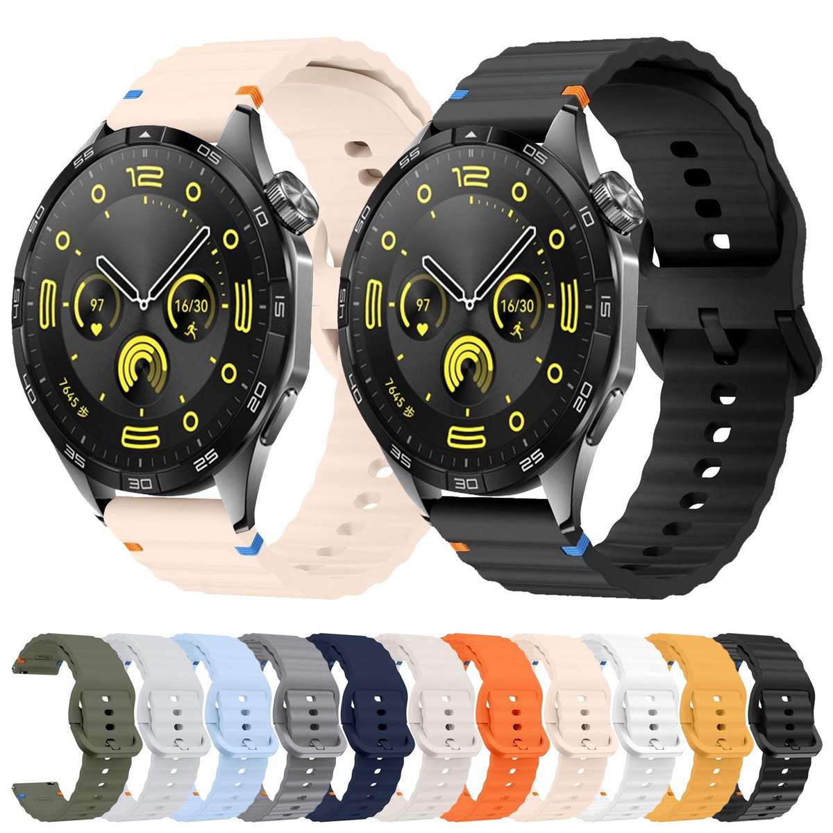20mm Kalebol Wave Stitch Silicone Watch Band(Orange)