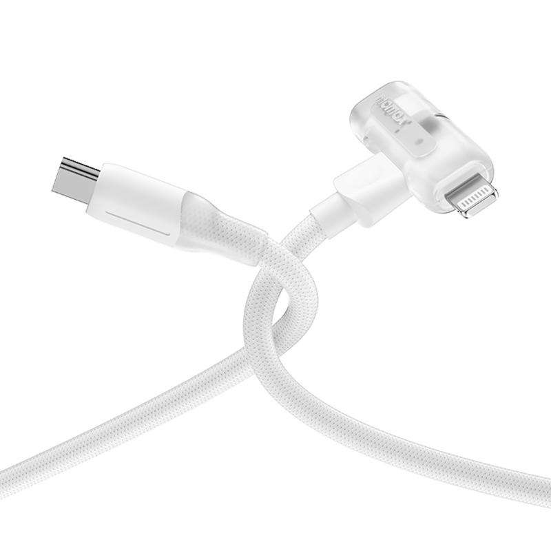 MOMAX DL56 1-Link Flow 60W Type-C to Type-C and 8 Pin Fast Charging Cable, Length:1.5m(White)