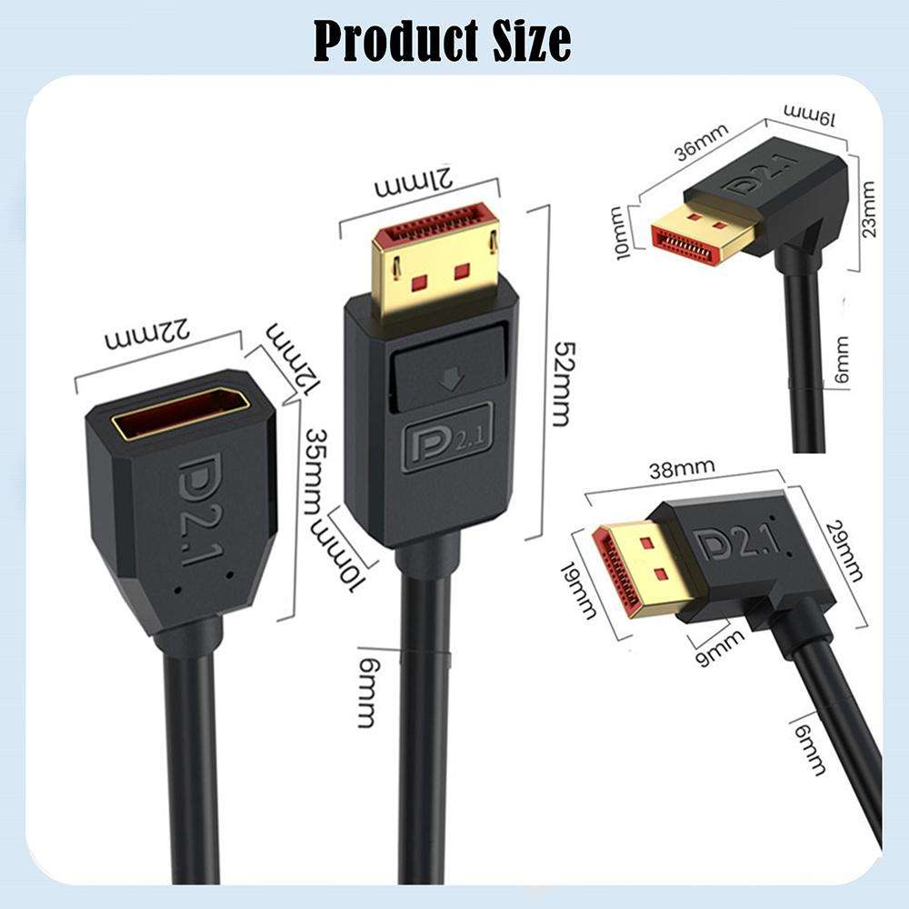 DP2.1 to DP2.1 Straight 52Gbps 16K 30Hz DisplayPort Extension Adapter Cable, Length: 1.2m(Black)