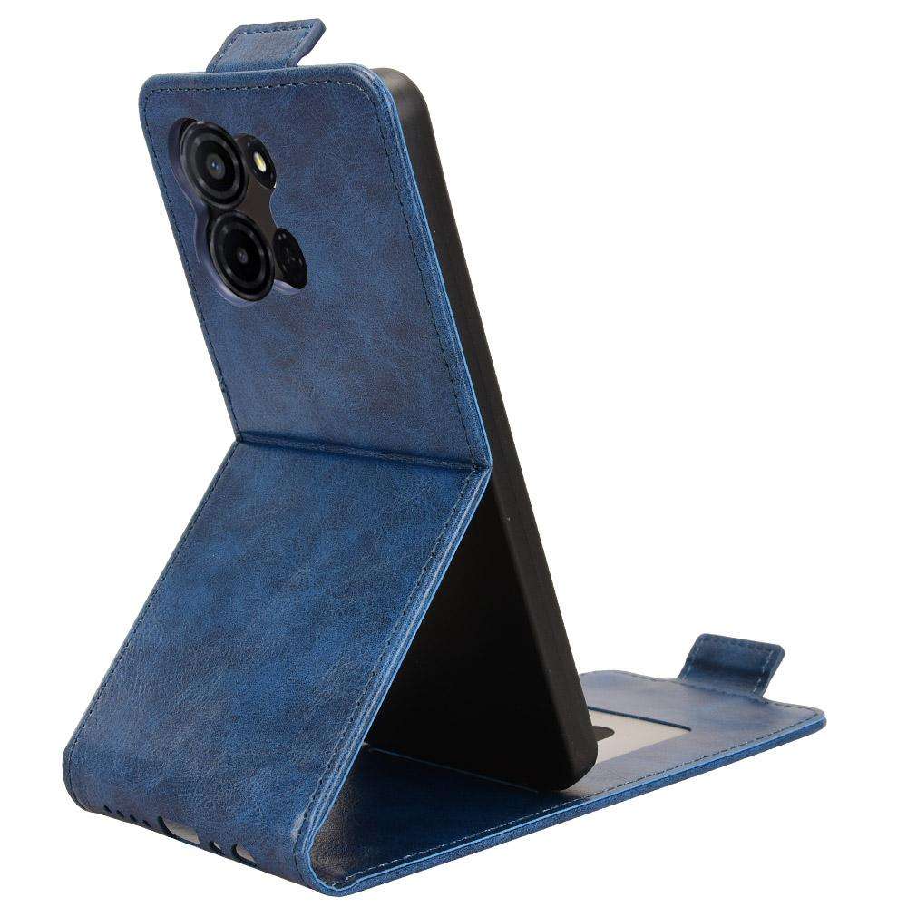 For TCL K32 5G / K33 5G Magnetic Vertical Flip Leather Phone Case with Buckle(Blue)