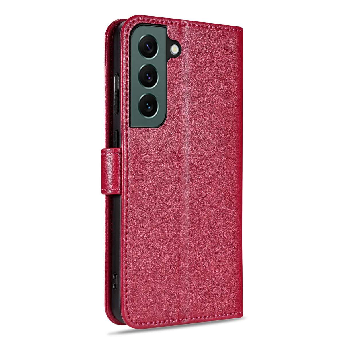 For Samsung Galaxy S22 5G AZNS Sheepskin Texture Flip Leather Phone Case(Red)
