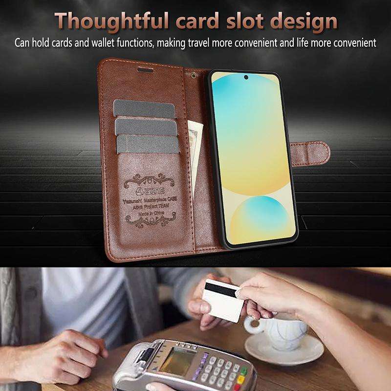 For Samsung Galaxy S22 5G AZNS Sheepskin Texture Flip Leather Phone Case(Red)