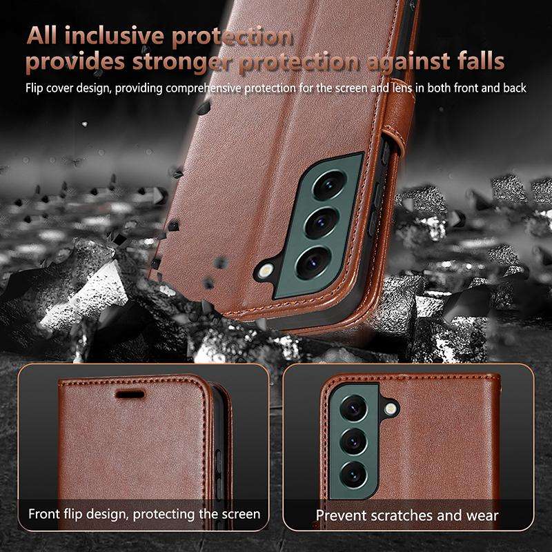 For Samsung Galaxy S22 5G AZNS Sheepskin Texture Flip Leather Phone Case(Red)