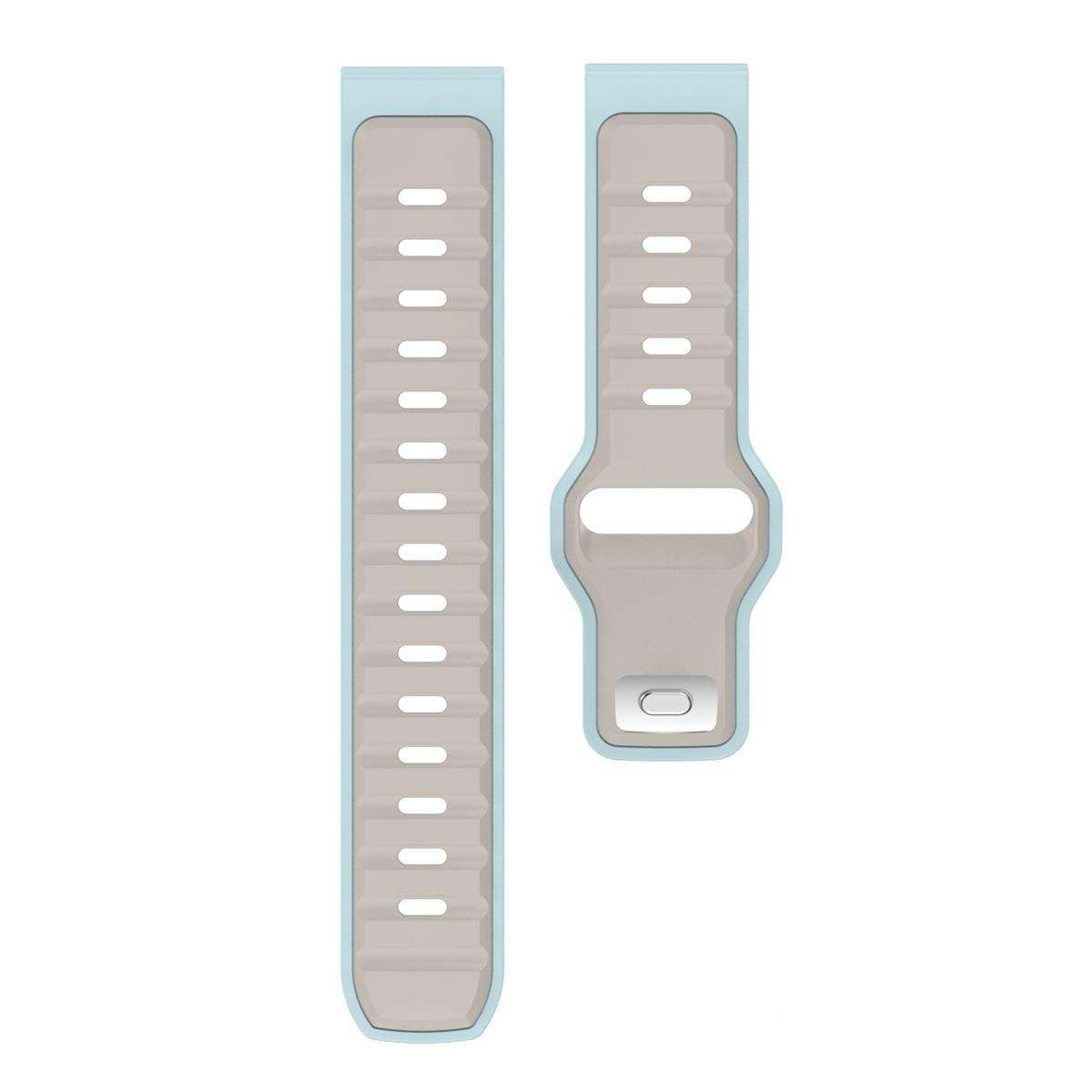 20mm Two Color Reverse Buckle Silicone Sports Watch Band(Light Brown Light Blue)