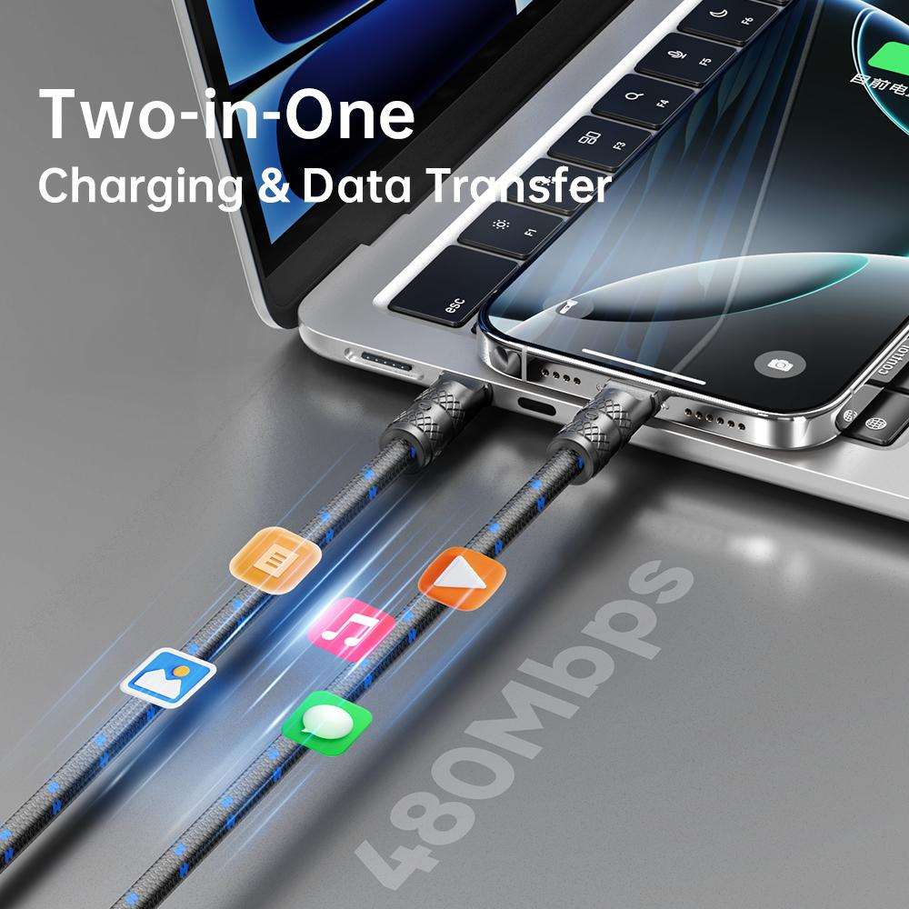 ROCK R15 Type-C to 8 Pin 27W Phone Lanyard Fast Charging Zinc Alloy Data Cable, Length:30cm(Creamy