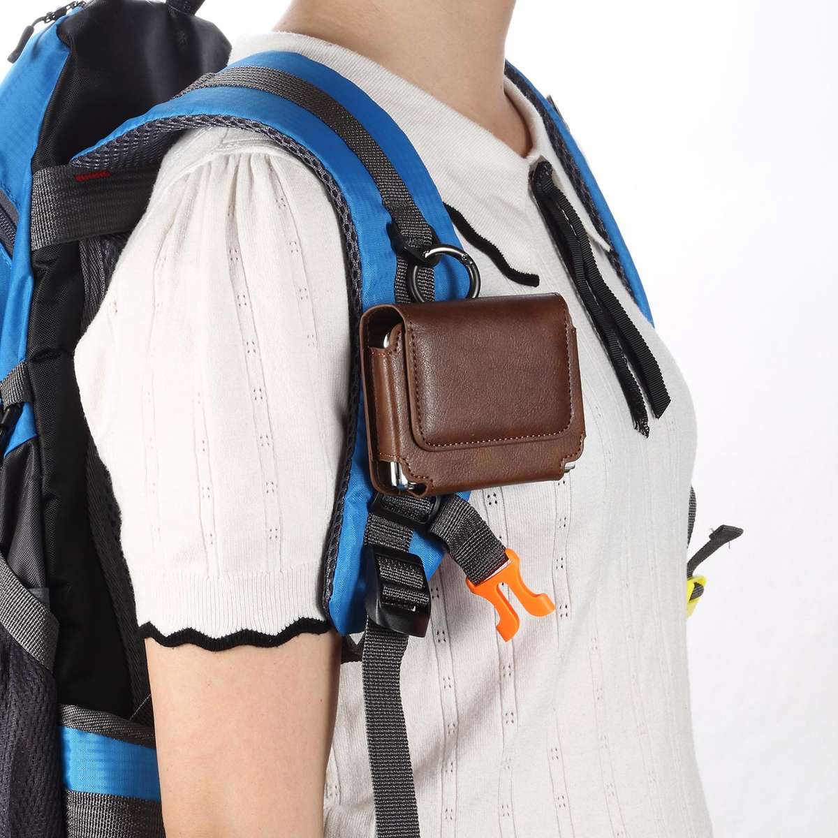 Multi-functional Faux Leather Waist-Hanging Bag For Foldable Phone , Size: 10 x 7.8 x 2.8cm(Coffee