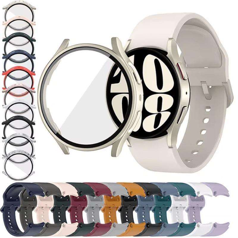 For Samsung Galaxy Watch 7 44mm Silicone Watch Band with TPU Case(Black)
