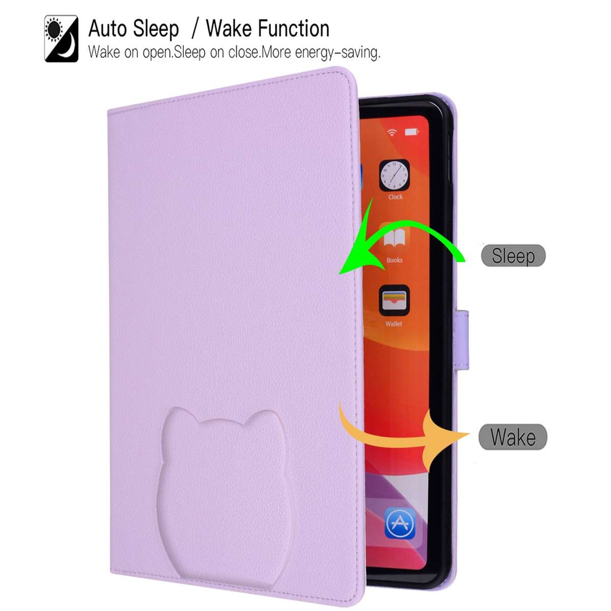 For Samsung Galaxy Tab S10 / S9 / S9 FE Cat Skin-feel Litchi Leather Smart Tablet Case(Purple)