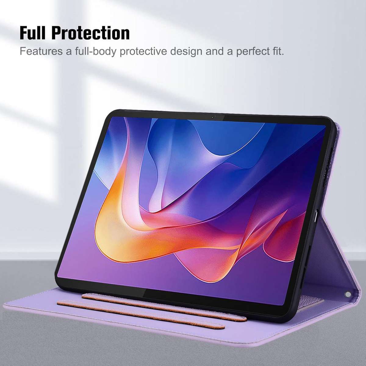 For Samsung Galaxy Tab S10 / S9 / S9 FE Cat Skin-feel Litchi Leather Smart Tablet Case(Purple)