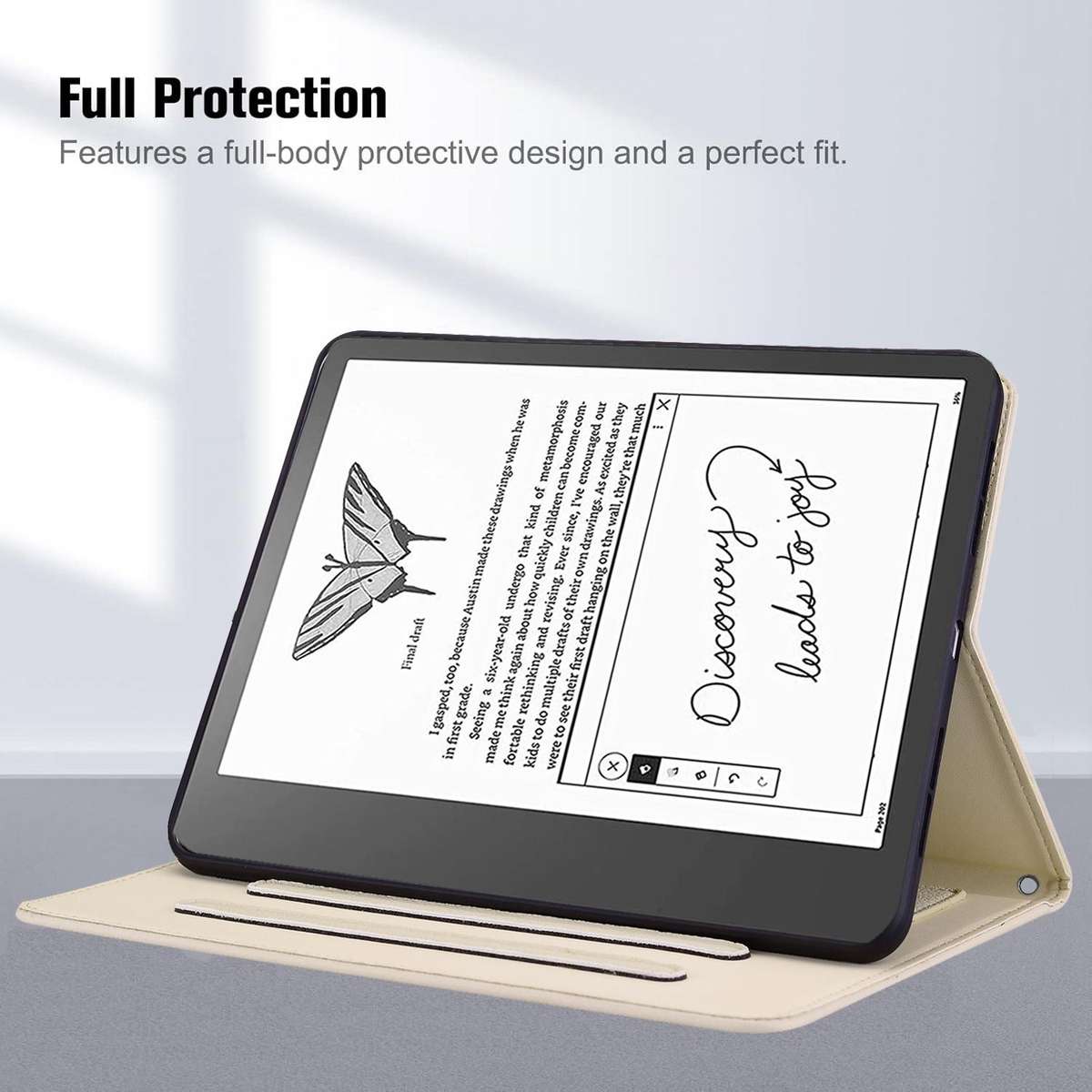 For Amazon Kindle Scribe 10.2 2022 / 2024 Cat Skin-feel Litchi Leather Tablet Case(Apricot White)