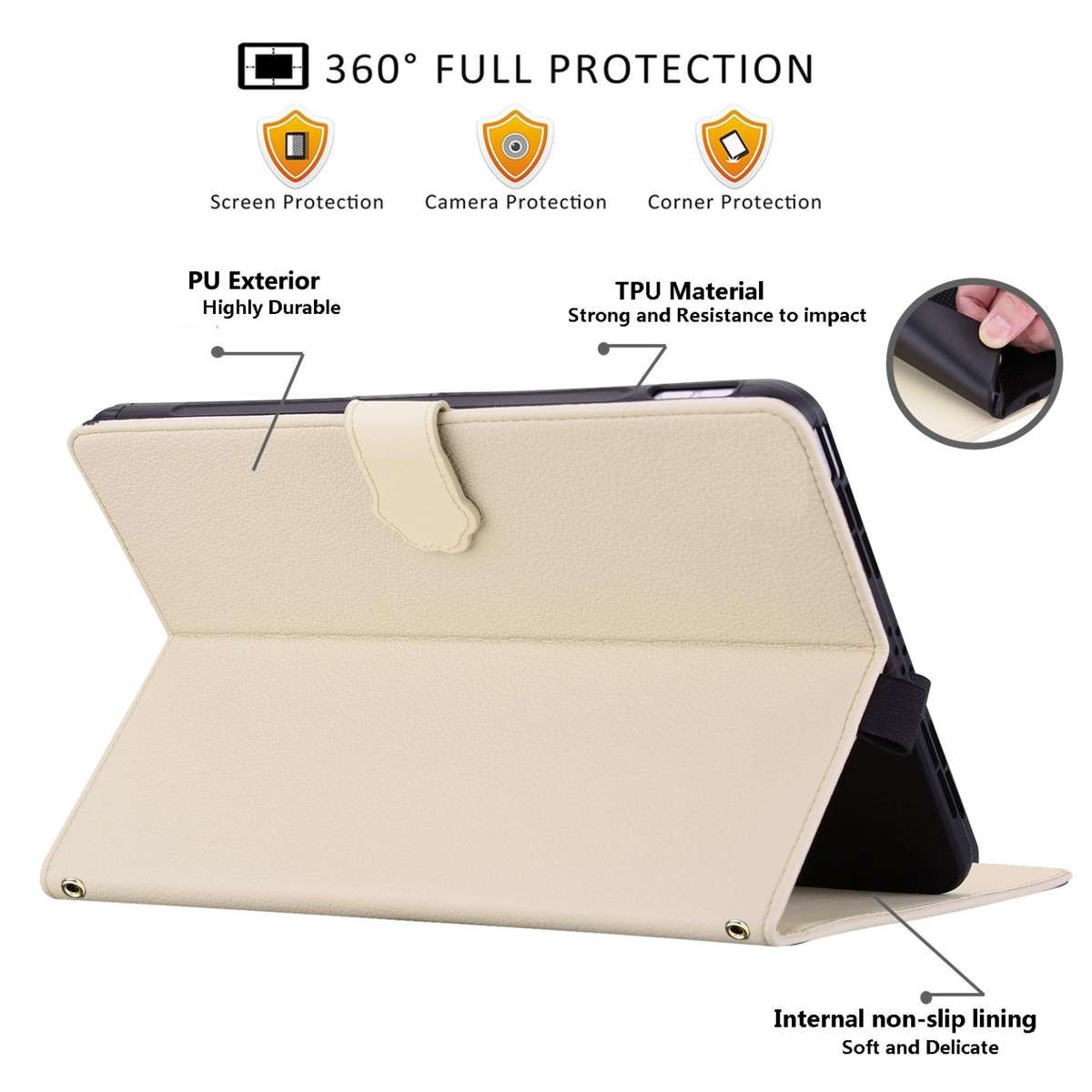 For Amazon Kindle Scribe 10.2 2022 / 2024 Cat Skin-feel Litchi Leather Tablet Case(Apricot White)