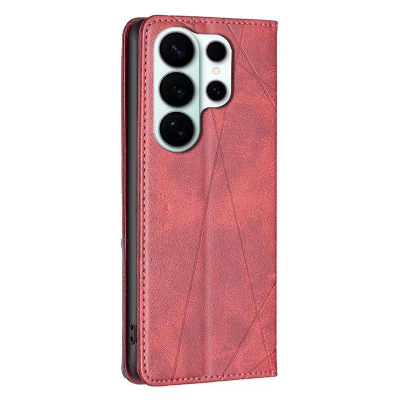 For Samsung Galaxy S26 Ultra 5G Rhombus Texture Magnetic Leather Phone Case(Red)