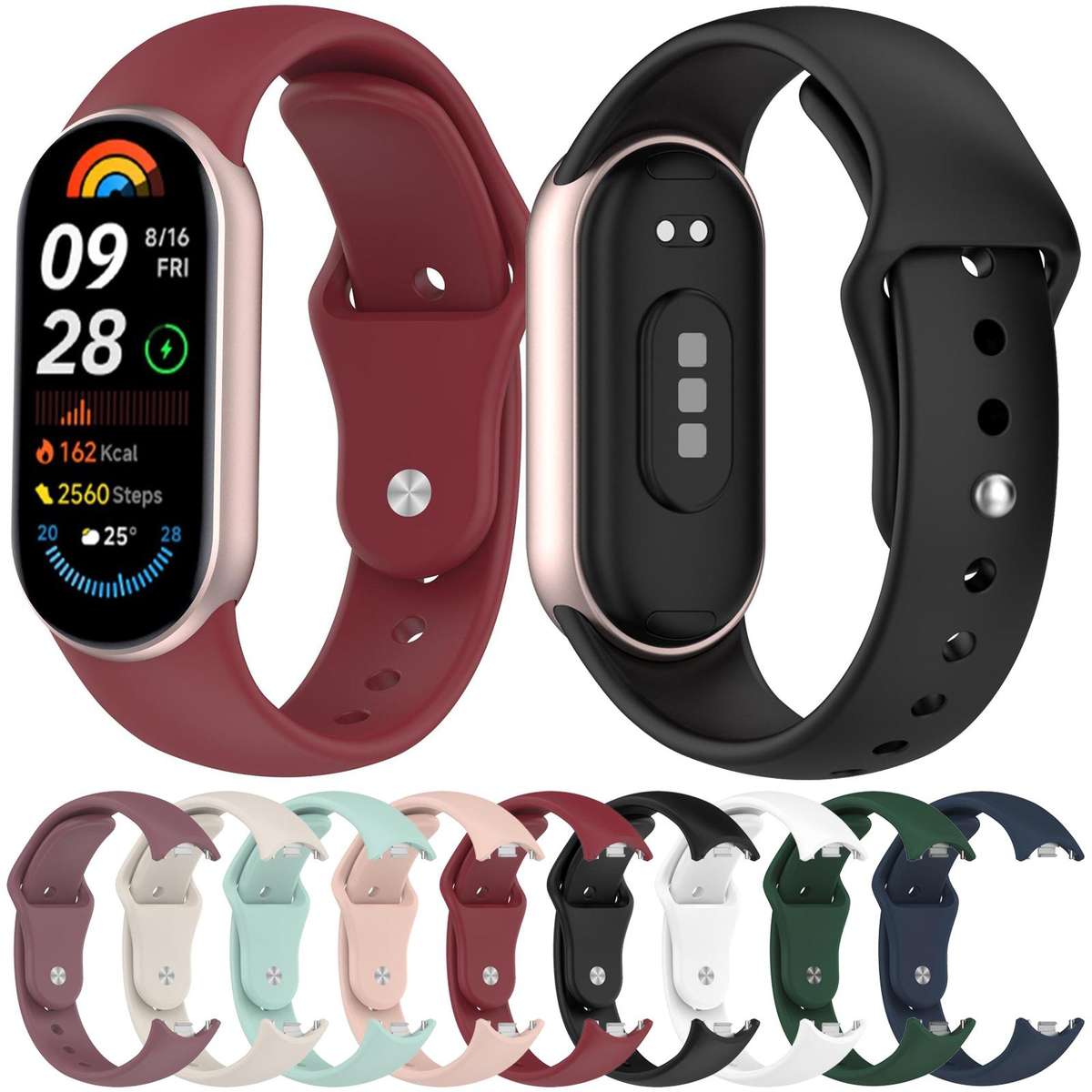 For Xiaomi Smart Band 10 / 9 / 8 xDfind Reverse Buckle Silicone Watch Band(Black)