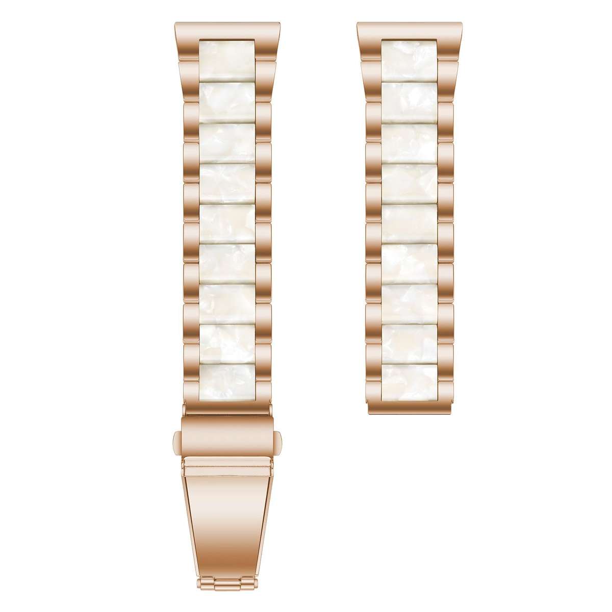 20mm xDfind Three Beads Metal Resin Watch Band(Rose Gold White)
