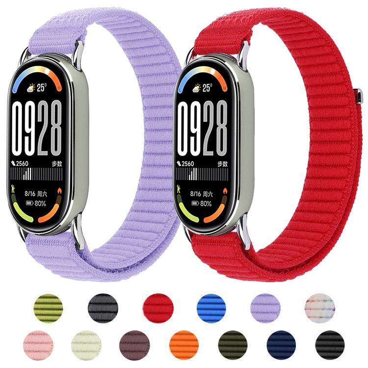 For Xiaomi Smart Band 10 / 9 / 8 xDfind Woven Nylon Hook And Loop Fastener Watch Band(Black)