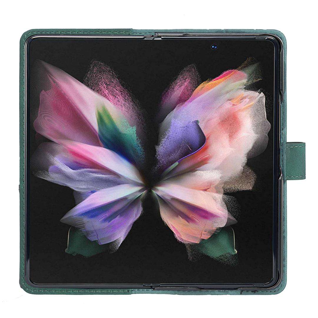 For Samsung Galaxy Z Fold7 Magnetic Buckle Rhombus Texture Leather Phone Case(Green)